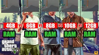 GTA V RAM COMPARISON 4GB VS 6GB VS 8GB VS 10GB 12GB RAM TEST 2021