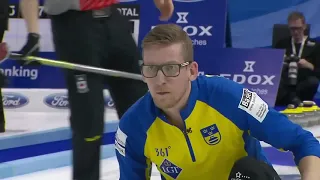 #wmcc2016 Edin (SWE) forgives Hebert (CAN) for illegal sweeping; Vic & Russ propose universal fabric