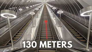 The Longest ESCALATOR in Moscow: Maryina Roshcha Metro Station