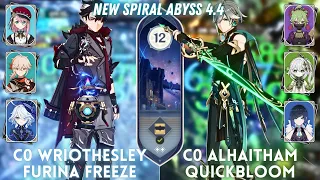 C0 Wriothesley Freeze & C0 Alhaitham Quickbloom | Spiral Abyss 4.4 Floor 12 - 9⭐