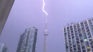 Lightning Strikes Toronto's CN Tower Six Times in One Night