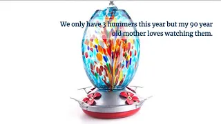 Muse Garden Hummingbird Feeder for Outdoors, Hand Blown Glass, 25 Ounces, Containing Ant Moat,...