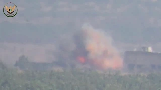 FSA destroyed a #SAA tank in Northern Hama with an TOW missile.