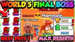 WORLD 5 *FINAL* 🐘MAMMOTH BOSS in Arm Wrestle Simulator!! (Roblox)