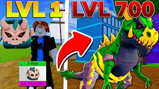 UPEI DO 1 AO 700 COM A NOVA FRUTA T-REX NO BLOX FRUITS!