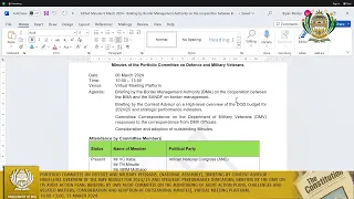 Portfolio Committee on Defence and Military Veterans, 13 March 2024