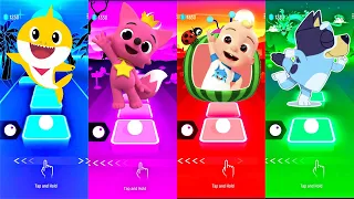 Baby Shark Vs Pinkfong Vs Bluey Vs Cocomelon - Tiles Hop EDM Rush