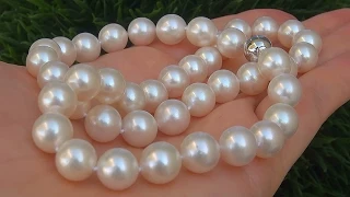 Certified Jewelry Natural Japanese Salt Water Akoya Pearl Necklace 14k White Gold - C354