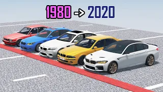 Generational gap drag race of BMW M5 - beamng drive