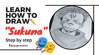 Drawing Sukuna from jjk| step by step| easy process #drawing #sukuna #yujiitadori #stepbystep #easy