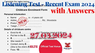IELTS Listening Actual Test 2024 with Answers | 27.03.2024
