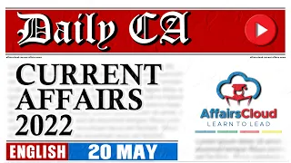 Current Affairs 20 May 2022 | English | By Ashu  Affairscloud For All Exams