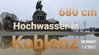 Hochwasser in Koblenz am Deutschen Eck - an Rhein und Mosel