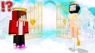 JJ Met ANGEL TV WOMAN in SKY VILLAGE in Minecraft! SHE FIND HIM! JJ IN Village in Minecraft - Maizen