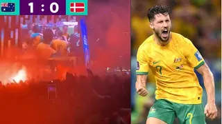 Completely Crazy Australian  Fan Reactions To 1-0 Goal And Win Against Denmark In The World Cup