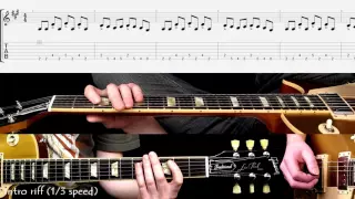 'Crazy Train' intro guitar riff, played at different speeds (with score and TAB)