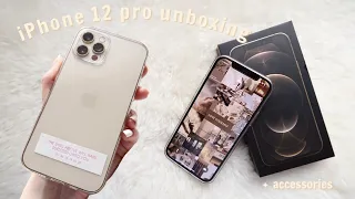 gold iPhone 12 pro unboxing, setup, accessories & camera test !