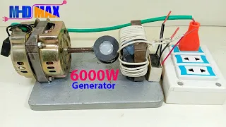 I Make Free Electricity Generator At Home Use 220v Fan Motor 6000W 220V  Generator