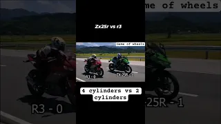 Kawasaki ZX25R vs yamaha R3 drag race