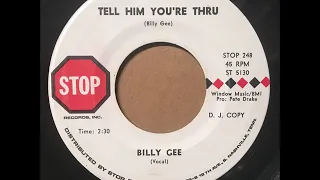 Billy Gee "Tell Him You're Thru" 1969 Trailer Park Country 45 RPM Record