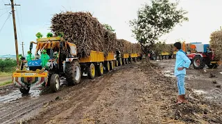 John Deere and newland sugarcane loaded full loaded #tractor ##india #farming