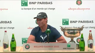 Rafael Nadal Press conference after his victory at RG'22