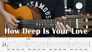 How Deep Is Your Love - Bee Gees - Fingerstyle Guitar Tutorial + TAB & Lyrics