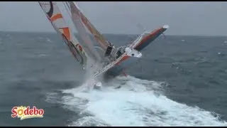 Thomas Coville manque chavirer au départ - Record du Tour du Monde by Sodebo Voile