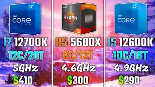 INTEL i7-12700K vs RYZEN 5 5600X vs INTEL i5-12600K | Test in 5 Games | 1440p