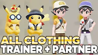 All Clothing for Trainer & Partner Pokemon (With CROWN) - Pokemon Let's GO Pikcahu & Eevee