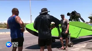 10 news Perth News coverage of The MudSkipper Perth to Rottnest Island flying boat