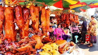 Popular Roast Pig, Duck, Chicken, Seafood, Fruit, & More at Orussey Market - Cambodia Street Food