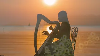 Heavenly Sunset 🌇  Beautiful Harp Music to End Your Day 😌 Sleep Instrumental