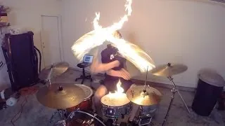 Burn - Drum Cover with Fire Sticks - Ellie Goulding - Drumming With Fire (Brit Awards 2014 song)