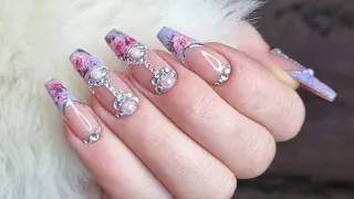 How to do Gel Nails like a pro. 💅 Easy Nail Art for beginners 😍 French with transfer foil flowers.