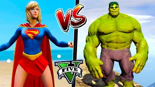 TESTANDO PODERES da SUPER GIRL vs HULK VERDE no GTA 5 ! ( GTA V Mods )