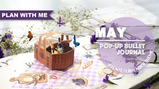 [PLAN WITH ME] Picnic/Lavender POP-UP Bullet Journal | MAY 2021 | POP-UP CARD TUTORIAL