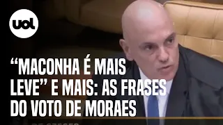 STF e drogas: as frases de Moraes em voto a favor da descriminalização do porte de maconha
