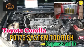 Toyota Corolla Allion P0172 System too rich Diaganosis and Repair. learn auto scanning