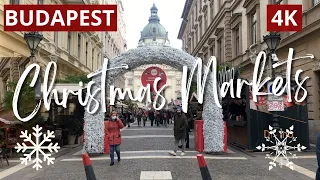 Budapest Christmas Market 2021 🇭🇺  4K Budapest Walking tour