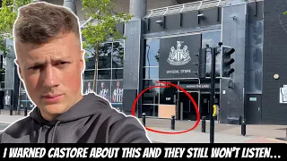 Newcastle United club shop HEIST LAST NIGHT resulted in SMASHED WINDOWS AND STEALING !!!!!!