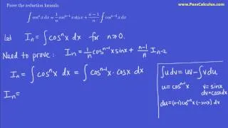 Calculus - Reduction Formula for Powers of Cosine