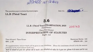interpretation of statutes previous year question paper rajasthan University LLB 3rd year