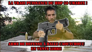 La vraie puissance du HDP 50 Umarex!  Arme de défense à balle caoutchouc calibre 50