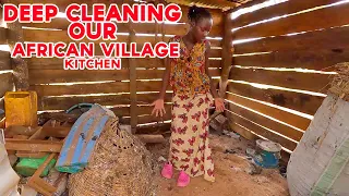 African Village Girl's Life//HOW WE CLEANED OUR TRADITIONAL AFRICAN KITCHEN IN THE VILLAGE