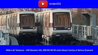 Métro de Toulouse - UM Siemens VAL 208 NG 96-99 entre Basso Cambo et Balma Gramont