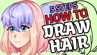 how to draw flowy anime hair tutorial ♡ 5 steps to draw any hairstyle