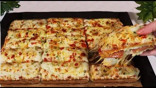 Bread slices. With Garlic. Very Delicious Practical Easy Pizza Recipe in 10 Minutes! toast