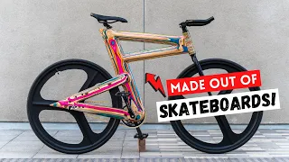 FIXED GEAR BIKE MADE OUT OF RECYCLED SKATEBOARDS!