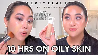 FENTY SOFT'LIT NATURALLY LUMINOUS FOUNDATION | 10 HOUR WEAR TEST ON OILY SKIN